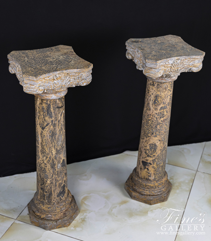 Marble Bases  - Giallo Marrone Marble Cornithian Pedestal - MBS-202